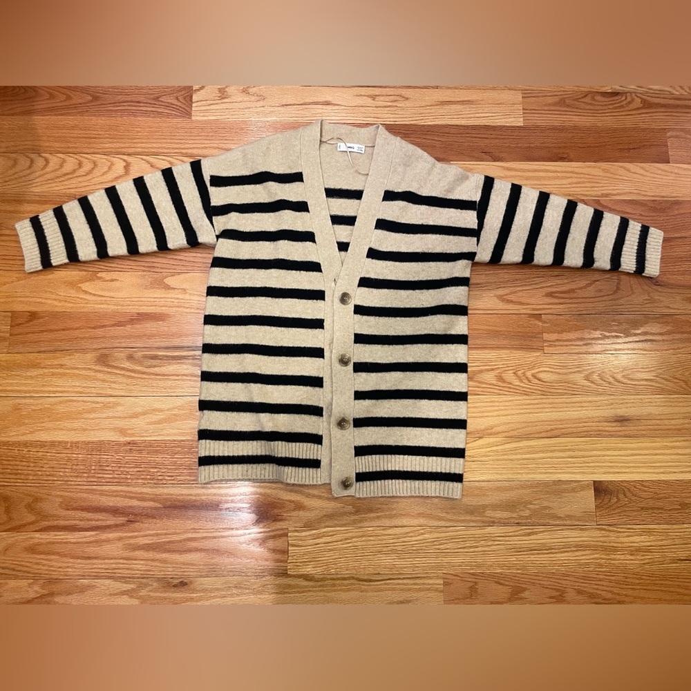 Mango Long striped cardigan, oversized